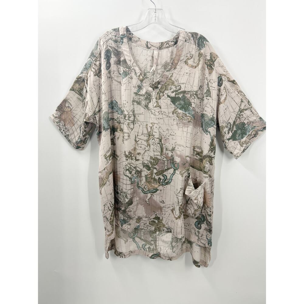 Melissa McCarthy Zodiac Astrology Print Blouse Tunic Top V-neck Sz 1X